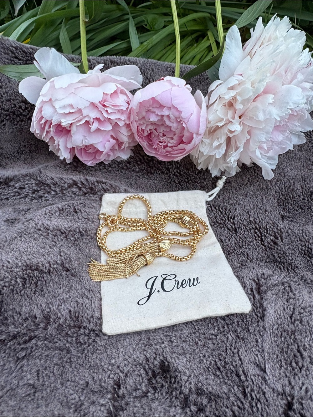 J. Crew Gold Tassel Chain Necklace